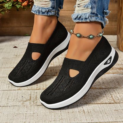 Women's Cut-out Slip-on Sneakers, Breathable Casual Walking Shoes (Plus Size)