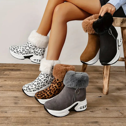 Ultra-Comfortable Womens Platform Ankle Boots - Smooth Side Zipper, Chunky Trendy Style - Luxurious Plush Lined, Short Height, Versatile Wear