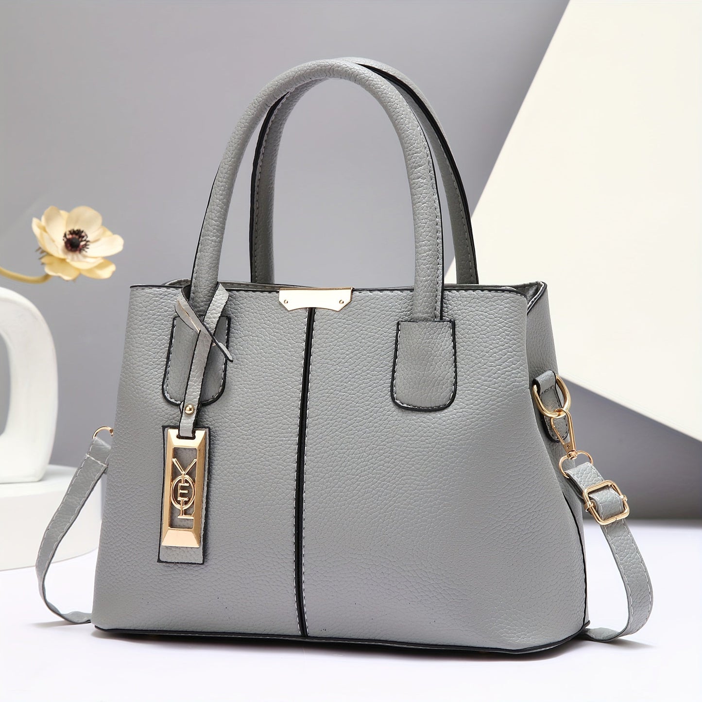 1pc, Fashionable Large Capacity Tote Handbag, Casual Style, PU Leather, Versatile Shoulder & Crossbody Bag