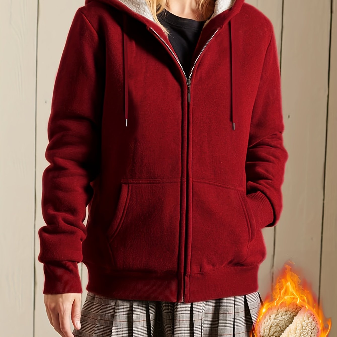 Women's Zip Up Sherpa Hoodie Jacket