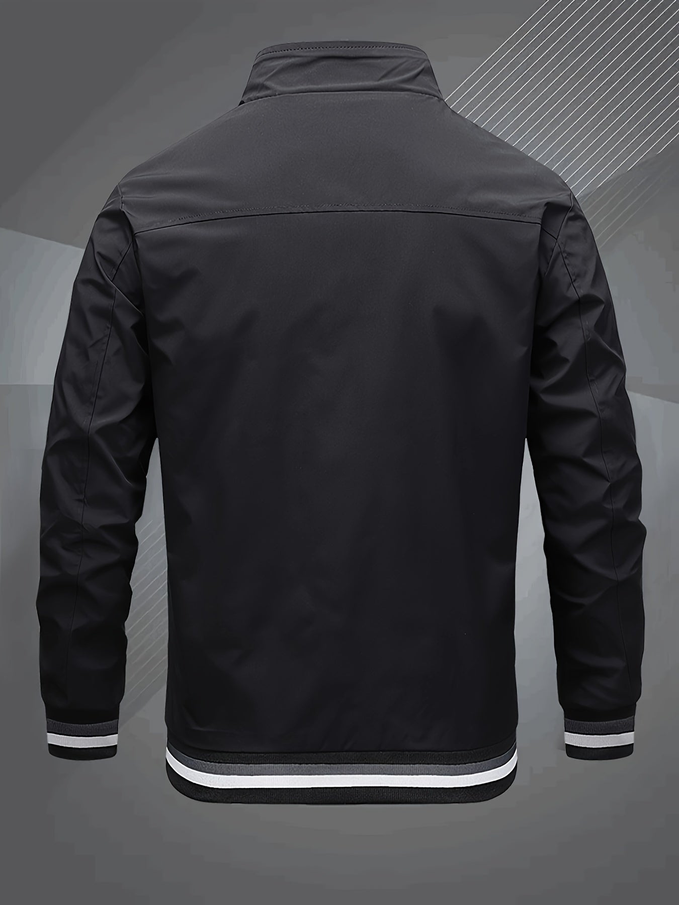 Men's Classic Baseball Collar Bomber Jacket, Spring/Fall Windbreaker