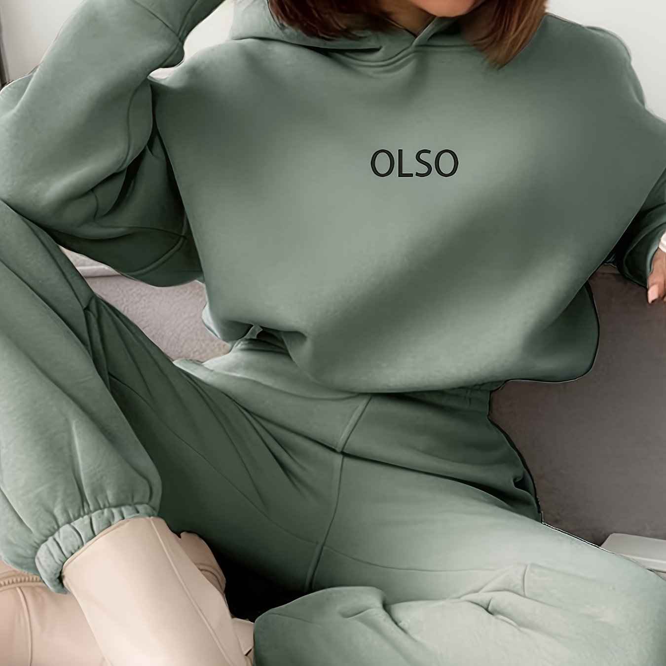 Casual Two-piece Set, Letter Print Long Sleeve Hooded Sweatshirt & Elastic Waist Sweatpants Outfits - Women's Clothing - Soft & Comfortable Fabric - Perfect for Loungewear, Casual Wear & Homewear - Ideal Gift for Women